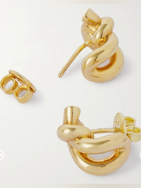 AUTHENTIC BOTTEGA VENETA 18k GOLD PLATED KNOT EARRINGS New In Box $600 - Picture 2 of 3